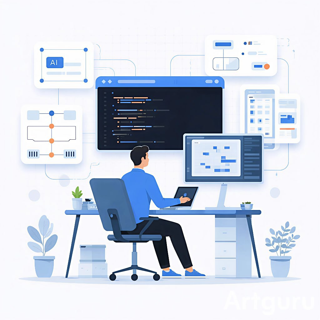 مطور يعمل على الكمبيوتر